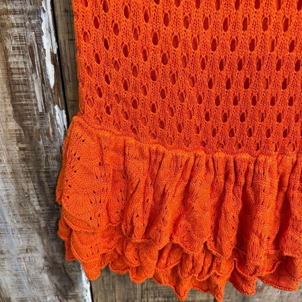 Beach Riot Polly Skirt Sunshine Haze Orange crochet knit fringe midi Revolve S - Picture 5 of 10